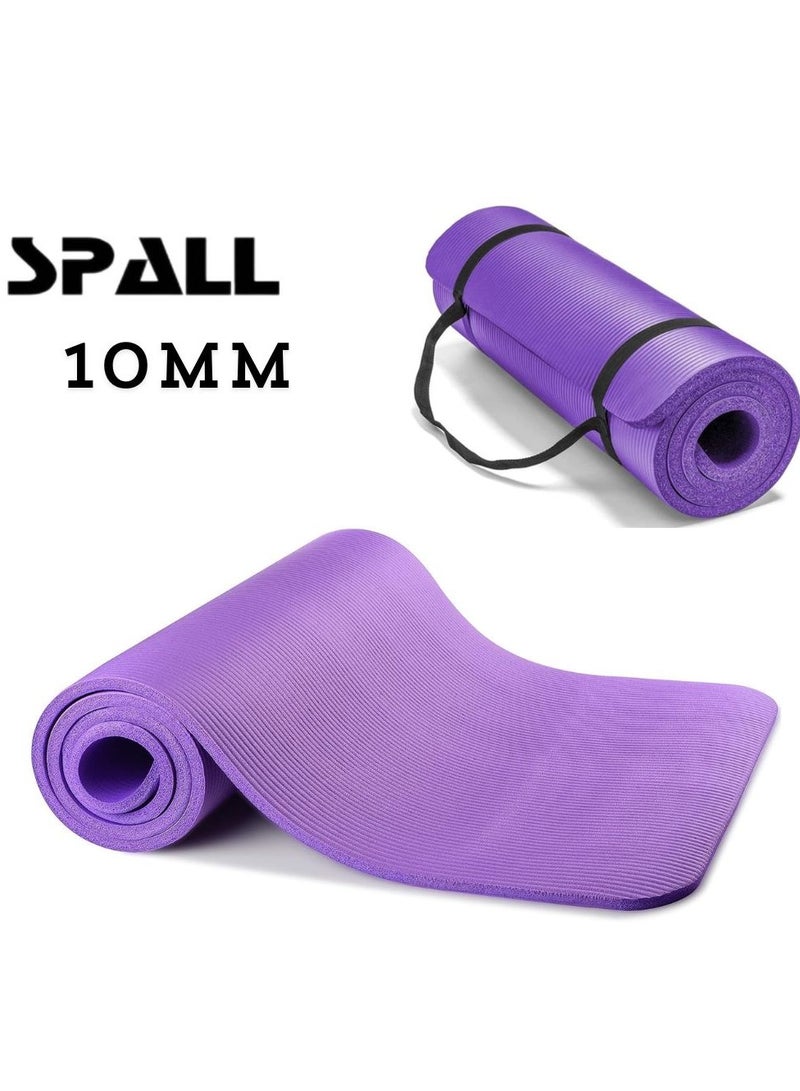 Spall Yoga Mat Non Slip,Yoga Mat with Strap Included 10mm Thick Exercise Mat Yoga and Many Other Home Workouts  - Image 1