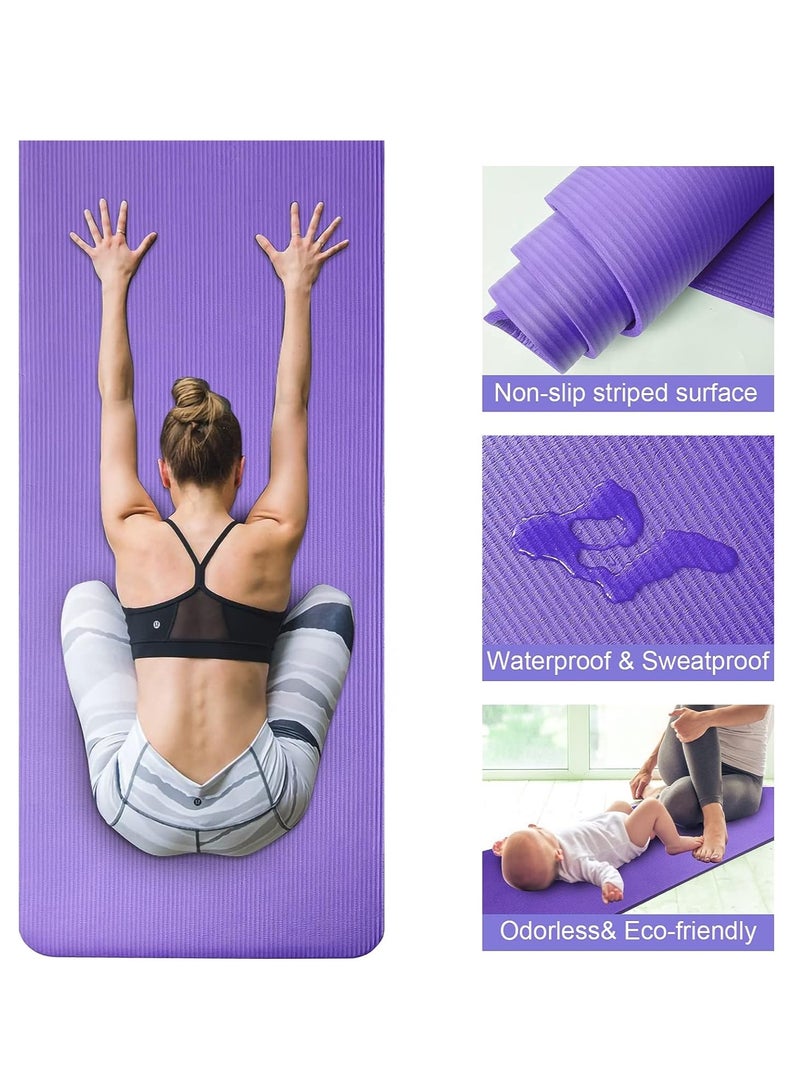 Spall Yoga Mat Non Slip,Yoga Mat with Strap Included 10mm Thick Exercise Mat Yoga and Many Other Home Workouts  - Image 4