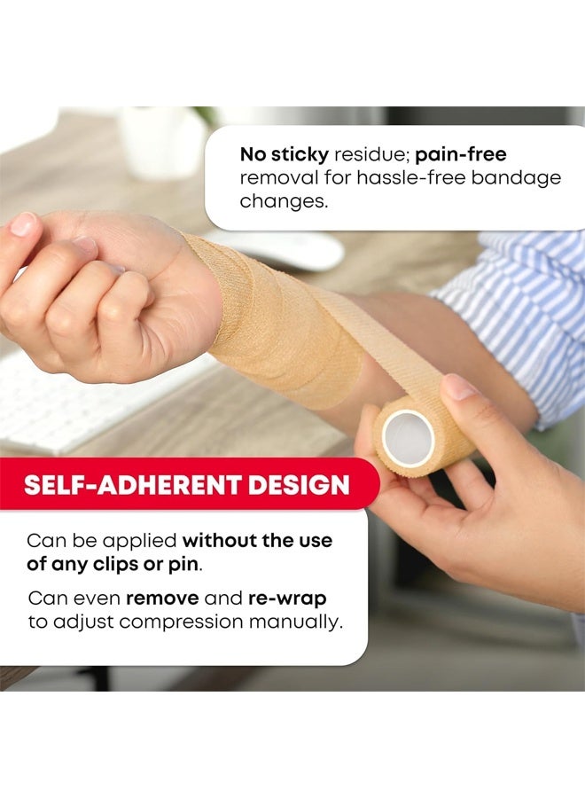 DUNISO 12 Pack Self Adhesive Bandages, Disposable Wound Dressing Elastic Bandage, Wrap Breathable Cohesive Bandage Elastic Tape，for Pets, Athletic, Sports, Wrist, Knee, Ankle，2.5cm*4.5m - Image 3