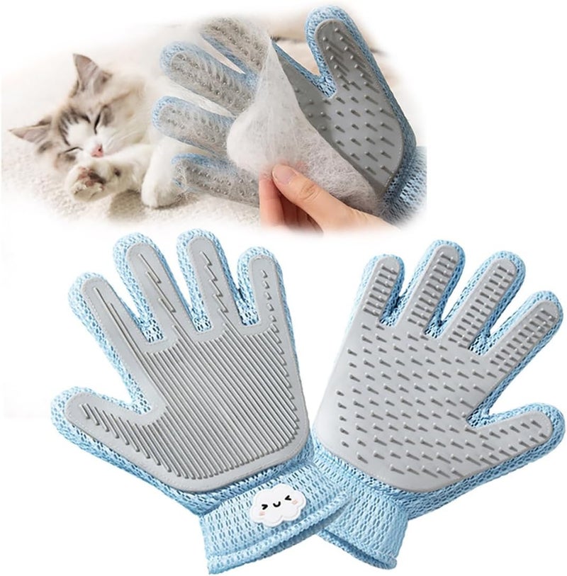 Excefore 2 in 1 Pet Grooming Gloves for Dogs & Cats, Shedding Brush & Fur Remover Mitt, Hair Deshedding Tool with Gentle Massage, Soft Fur Cleaner for Couch, Clothes, Carpet, Easy to Use - Image 1