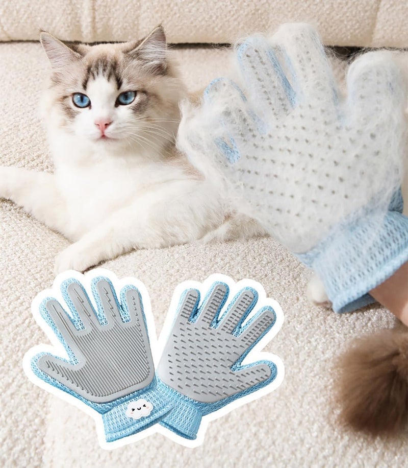 Excefore 2 in 1 Pet Grooming Gloves for Dogs & Cats, Shedding Brush & Fur Remover Mitt, Hair Deshedding Tool with Gentle Massage, Soft Fur Cleaner for Couch, Clothes, Carpet, Easy to Use - Image 2