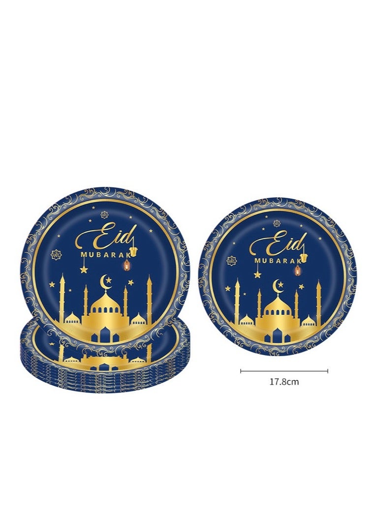 Moon festival theme party decoration tableware set disposable paper plates cups Eid Mubarak Ramadan decorations festival dinnerware - Image 2
