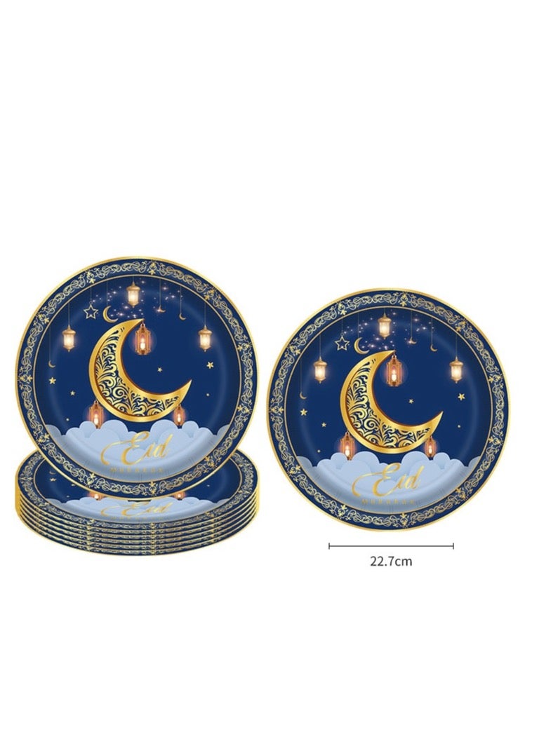 Moon festival theme party decoration tableware set disposable paper plates cups Eid Mubarak Ramadan decorations festival dinnerware - Image 3