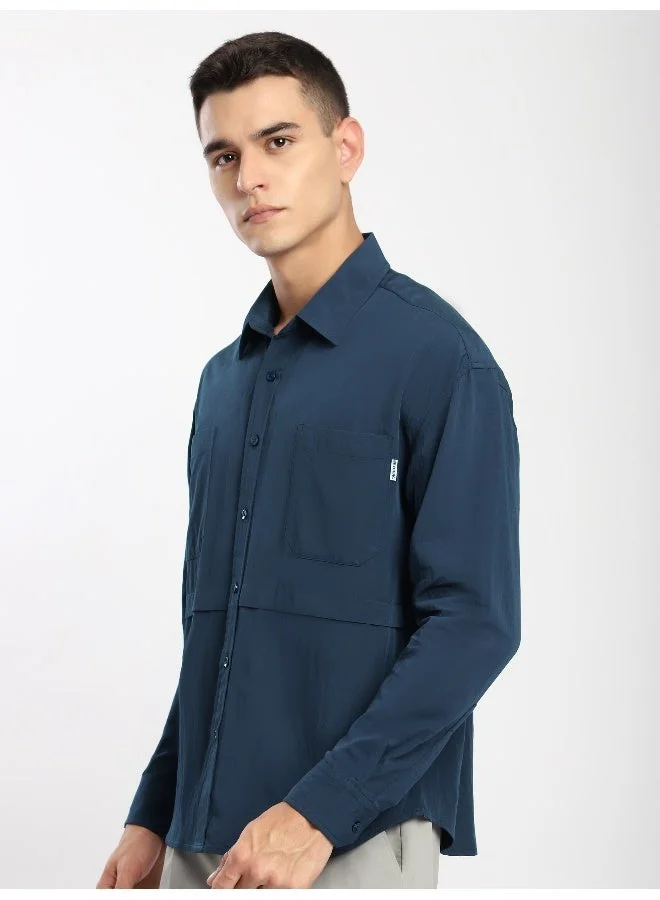 Beyoung Navy Pleated Shirt