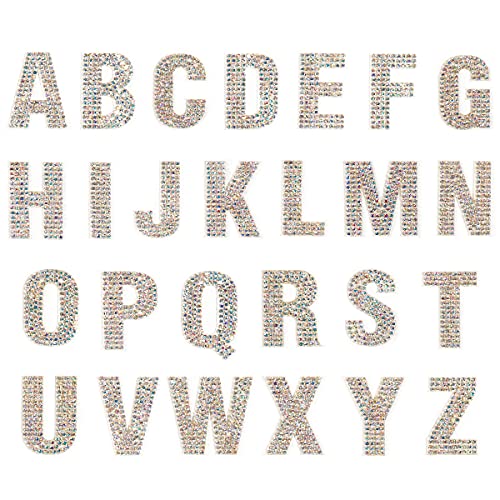 PRATIQUE Glitter Rhinestone Alphabet Letter Stickers, 26 Letters Self-Adhesive Stickers for DIY Art and Craft (AB Color) - Image 1