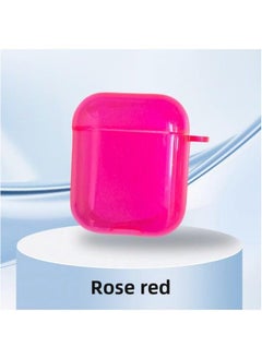 Applicable AirPods3 Headphone Case Soft TPU Apple AIPods Set 4 Fluorescent Transparent Color Bluetooth Earphone Case-Color:Rose Red-Applicable Models:Airpods Pro