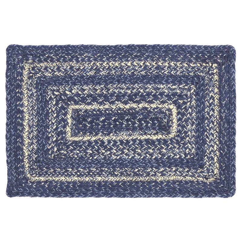 VHC Brands Farmhouse Great Falls Blue Table Placemat, Blue White, Jute Blend, Rectangle, 10x15 Inches - Image 4