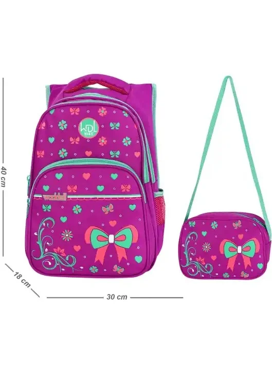 Waddell Fuchsia Bowtie Patterned Primary School Backpack 3026
