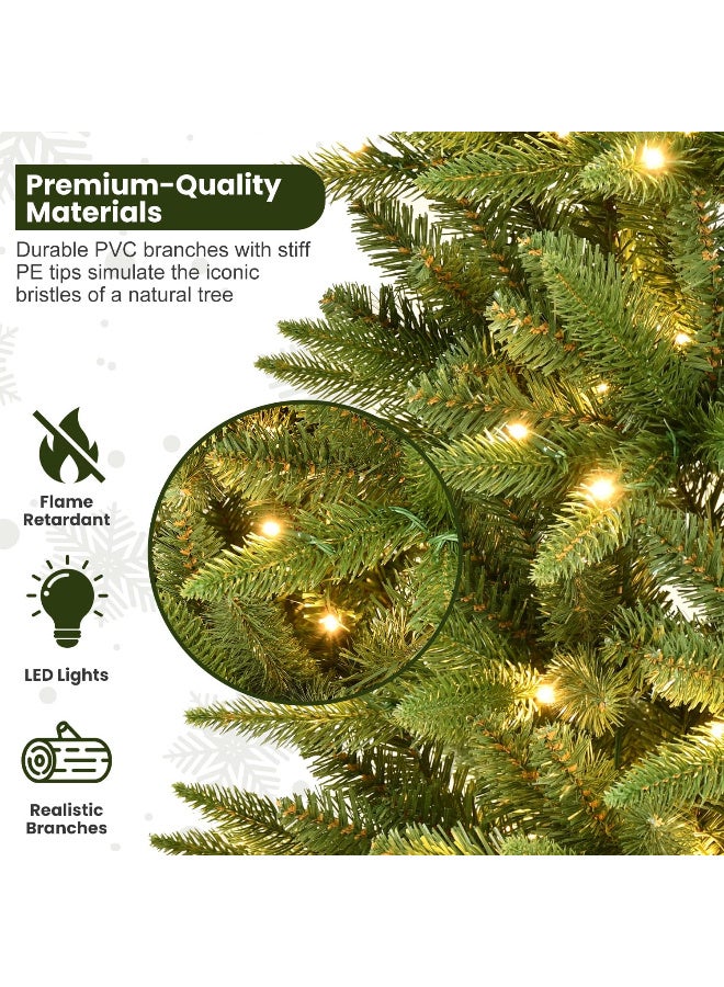 AUTOYSUR 4ft / 5ft / 6ft / 7ft / 8ft / 10ft Pre-Lit Artificial Pencil Green Christmas Tree with Warm White 150 / 200 / 300 / 400 / 500 /650  LED Lights, Hinged Realistic Slim Xmas Tree w/Sturdy Metal Stand, 424 / 610 / 850 / 1180 / 1612 / 2152 Tips for Home, Office, Party Decoration Indoor - Image 2