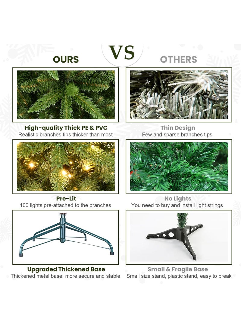 AUTOYSUR 4ft / 5ft / 6ft / 7ft / 8ft / 10ft Pre-Lit Artificial Pencil Green Christmas Tree with Warm White 150 / 200 / 300 / 400 / 500 /650  LED Lights, Hinged Realistic Slim Xmas Tree w/Sturdy Metal Stand, 424 / 610 / 850 / 1180 / 1612 / 2152 Tips for Home, Office, Party Decoration Indoor - Image 5