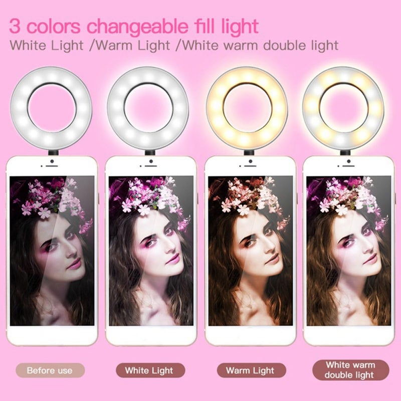 Adjustable Dimmable LED Ring Light With Smartphone Clip Stand For Live Streaming - Image 5