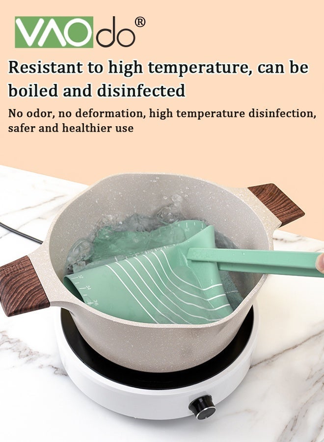 VAOdo Thickening Silicone Baking Mat with Rolling Pins Food Grade Silicone Reusable Non-Stick Pastry Mat for Pastry Rolling with Measurements Liner Heat Resistance Table Placemat Pad Pastry Board BPA Free - Image 2