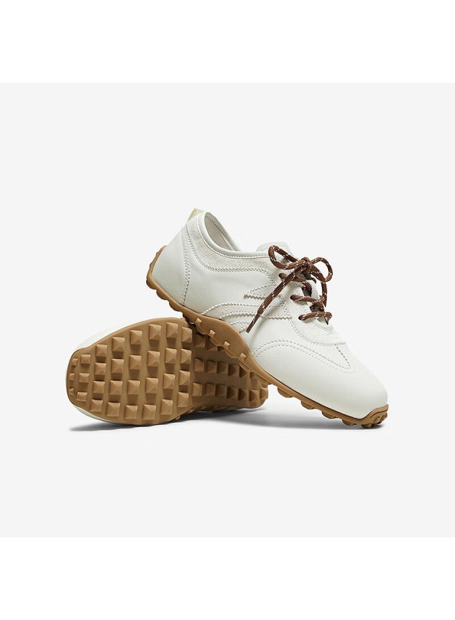 Basto 26 Spring Internal Height Increase Thin Sole Brown Derby Training Shoes Sports Casual Women's Shoes D3590am6 Beige 37 - Image 3