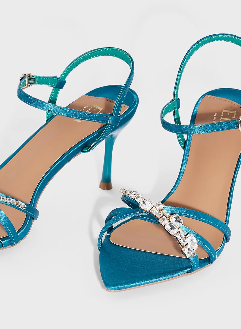 Ella Limited Edition Pointy Jeweled Ankle Strap Heel Sandal