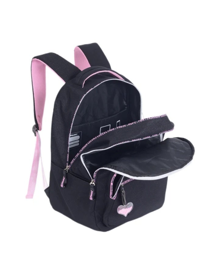Pause Cosmic Heart Backpack, 19 Inch, Black with Pink Accents - Image 2