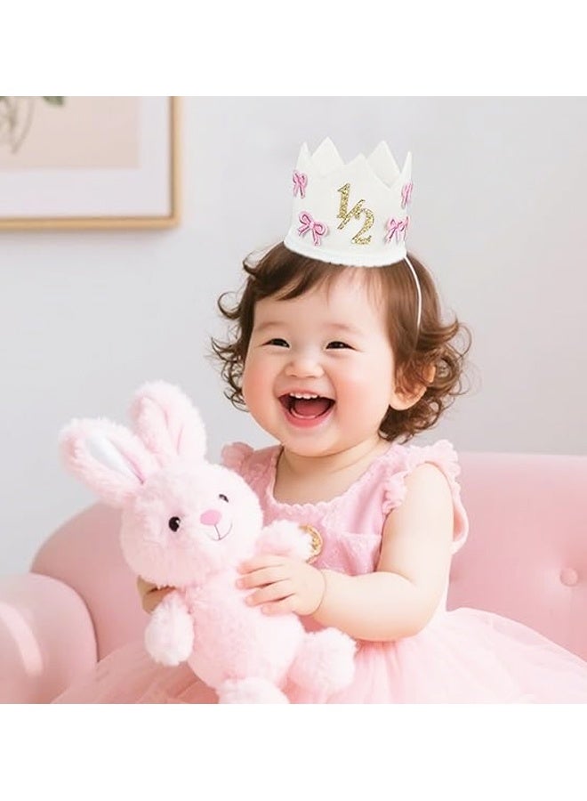 Bow 1/2 Birthday Crown - 6 Months Birthday Decorations,Little Princess Crown for Pink Bow Half Way to One Decoration - Image 4
