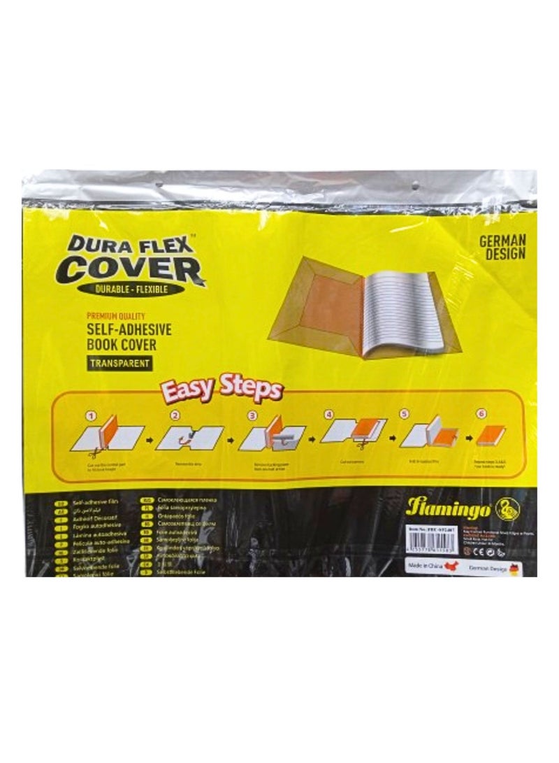 Flamingo Dura Flex Cover Self Adehsive Book Cover Transparent 10 Sheets 500 x 360mm - Image 1