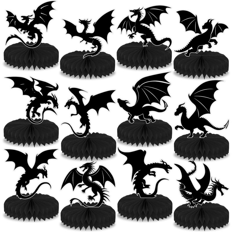CHUNNIN 12Pcs Dragon Birthday Party Honeycomb Centerpieces Dragon Themed Decorations Dragon Party Table Honeycomb Ball Supplies Dragon Paper Centerpieces for Kids Baby Shower Favor - Image 3