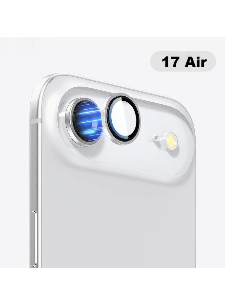 Camera Lens Glass Protector With Ring For iPhone 17 Air, Tough HD Individual Protectors, Scratch Resistant, Thin Tempered Glass Camera Screen Protector Cover Accessories - Titanium Silver - Image 1