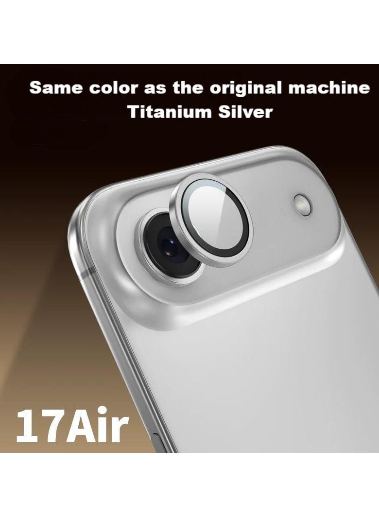 Camera Lens Glass Protector With Ring For iPhone 17 Air, Tough HD Individual Protectors, Scratch Resistant, Thin Tempered Glass Camera Screen Protector Cover Accessories - Titanium Silver - Image 2