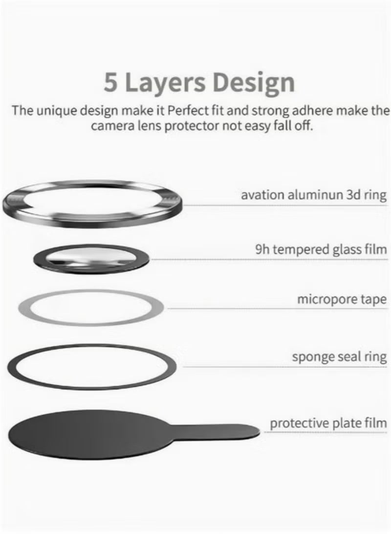 Camera Lens Glass Protector With Ring For iPhone 17 Air, Tough HD Individual Protectors, Scratch Resistant, Thin Tempered Glass Camera Screen Protector Cover Accessories - Titanium Silver - Image 5