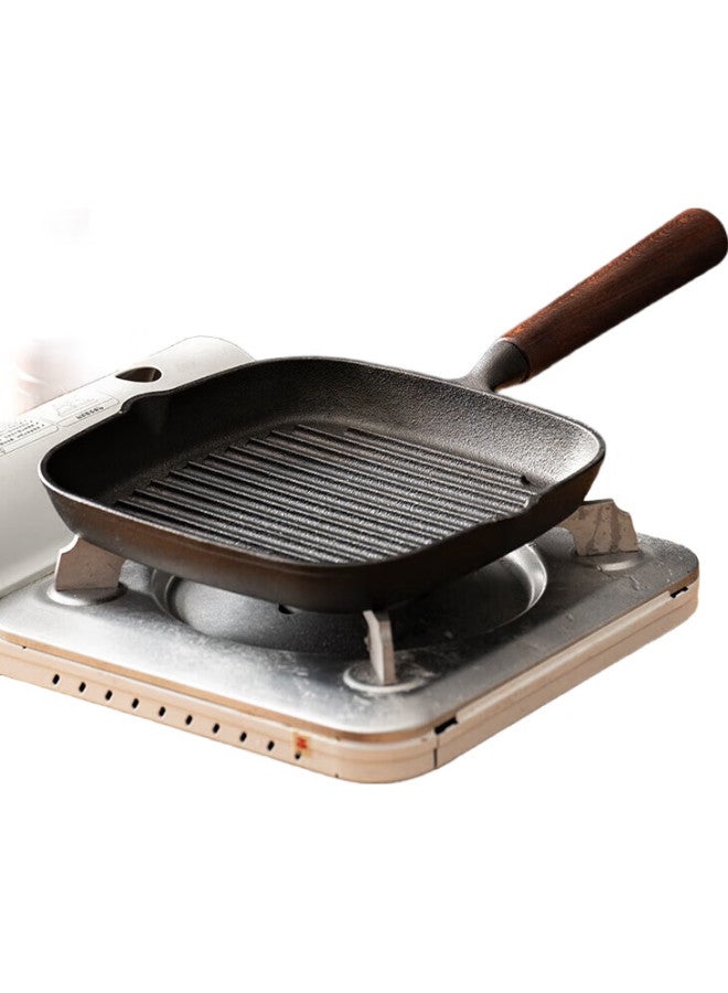 Onlycook مقلاة ستيك أونيكوك، مقلاة إفطار، مقلاة ستيك من الحديد الزهر غير المطلية، مقلاة غير لاصقة للموقد الغاز وموقد الحث - Image 1