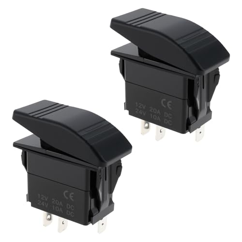 Briny River 2Pcs 12V/24V 3Pin Boat Rocker Switches SPST On-Off Waterproof IP68 for Car Boat RV SUV Caravans Truck (Blue and Red) - Image 1