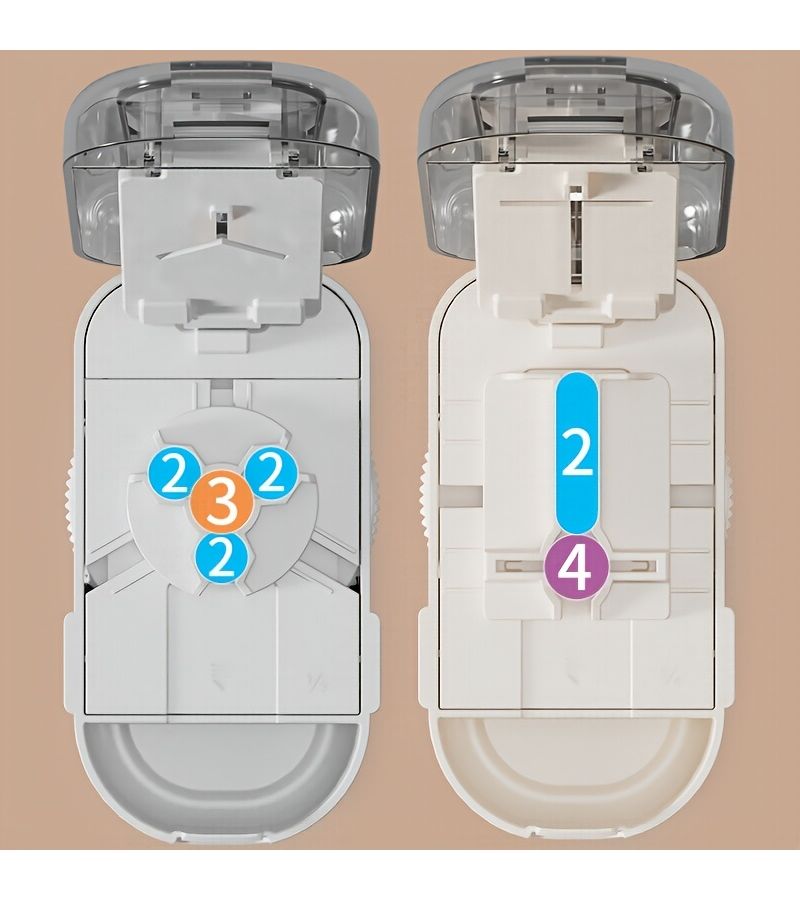 Three Part Medicine Splitter Off White Portable Travel Pill Dispensing Tool Suitable For Various Pills - Image 5