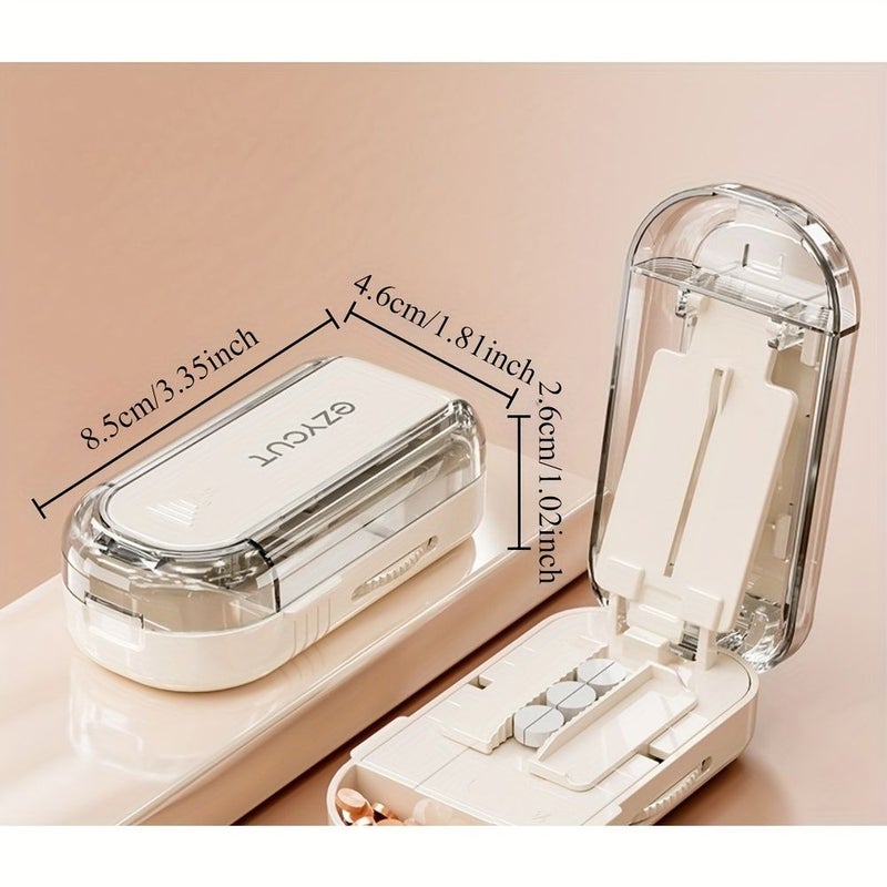 Three Part Medicine Splitter Off White Portable Travel Pill Dispensing Tool Suitable For Various Pills - Image 3