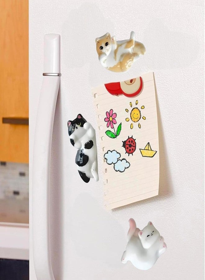 YUISI 6PCS 3D Cute Cat Refrigerator Magnets - Strong Magnetic Hold for Fridge, Whiteboard, Metal Surfaces, Adorable Animal Kitchen & Office Decor, Unique Gift for Cat Lovers - Image 5