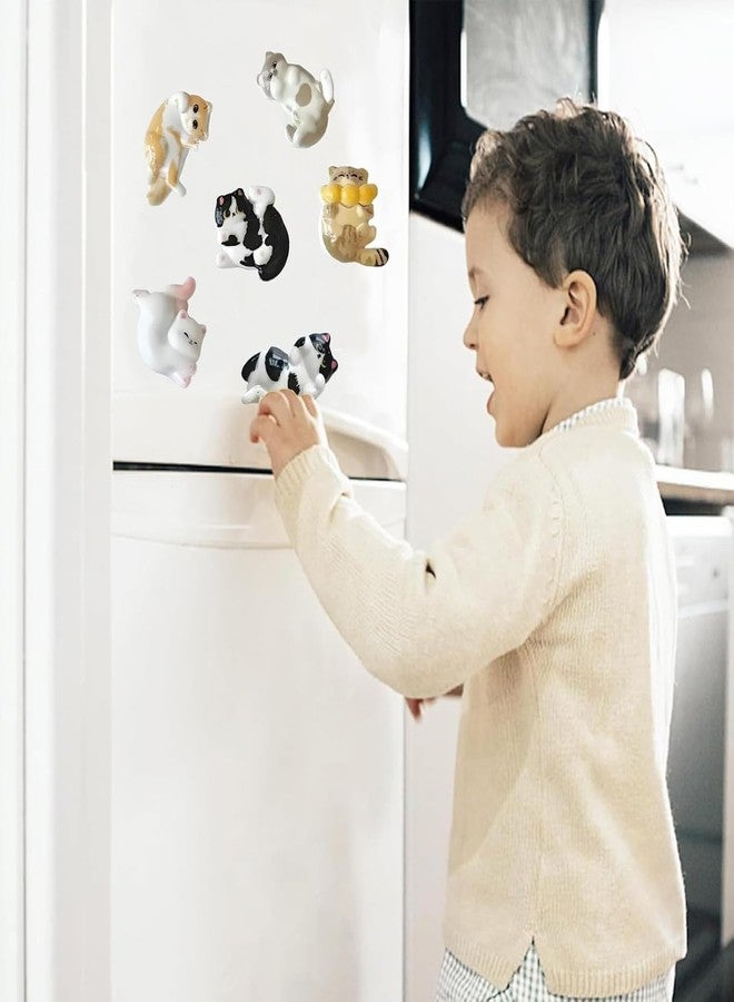 YUISI 6PCS 3D Cute Cat Refrigerator Magnets - Strong Magnetic Hold for Fridge, Whiteboard, Metal Surfaces, Adorable Animal Kitchen & Office Decor, Unique Gift for Cat Lovers - Image 3