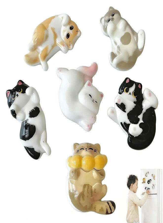 YUISI 6PCS 3D Cute Cat Refrigerator Magnets - Strong Magnetic Hold for Fridge, Whiteboard, Metal Surfaces, Adorable Animal Kitchen & Office Decor, Unique Gift for Cat Lovers - Image 1