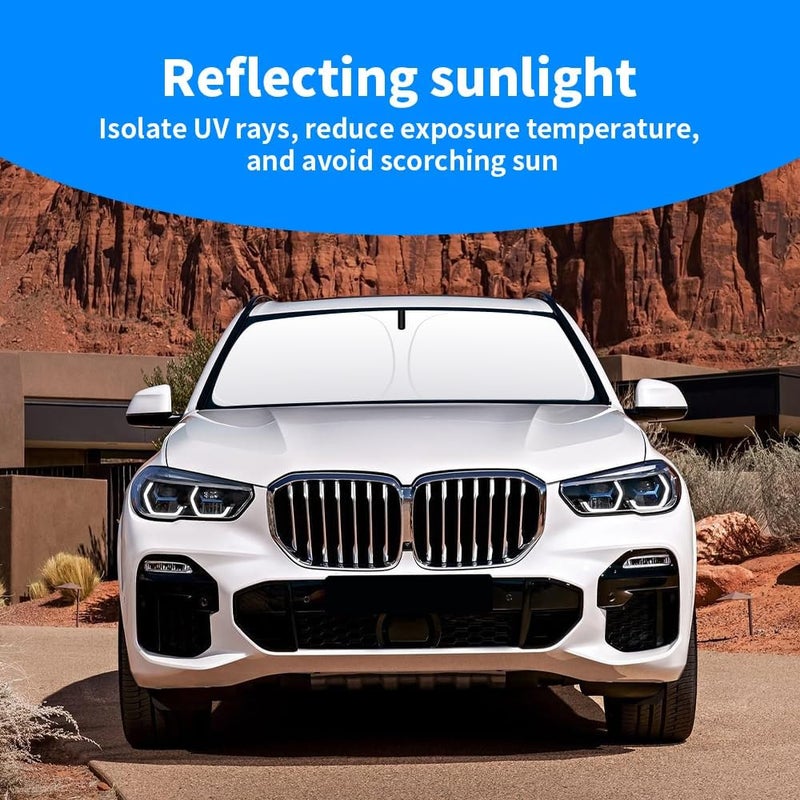 akarin Front Windshield Sun Shade Custom Fit for BMW X5 (2019-Present) - Foldable UV Ray Reflector - Image 3