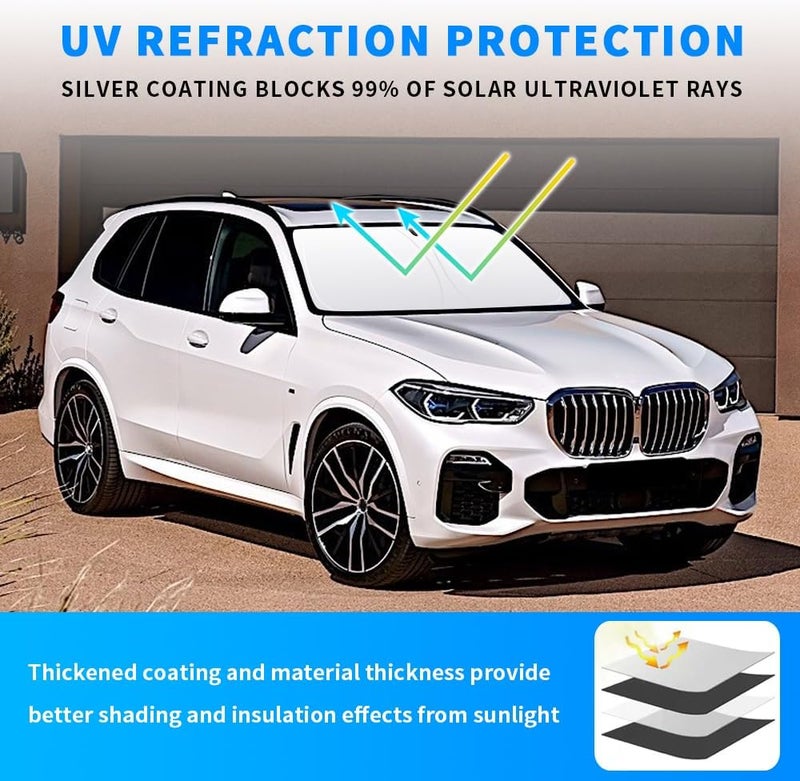 akarin Front Windshield Sun Shade Custom Fit for BMW X5 (2019-Present) - Foldable UV Ray Reflector - Image 2