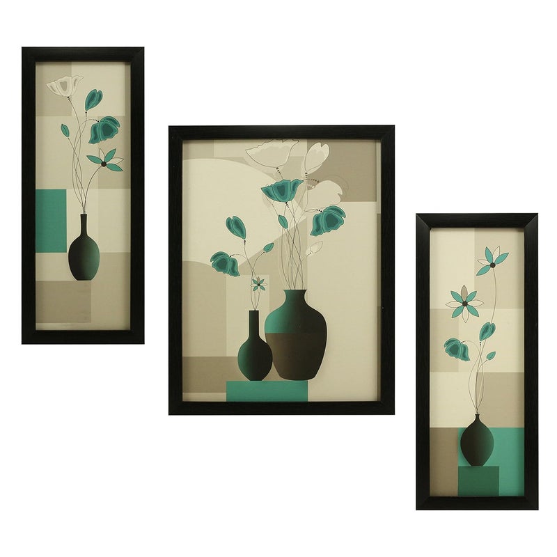 Indianara 3 Pc Set Of Floral Paintings Without Glass 52 X 125 95 X 125 52 X 125 Inch