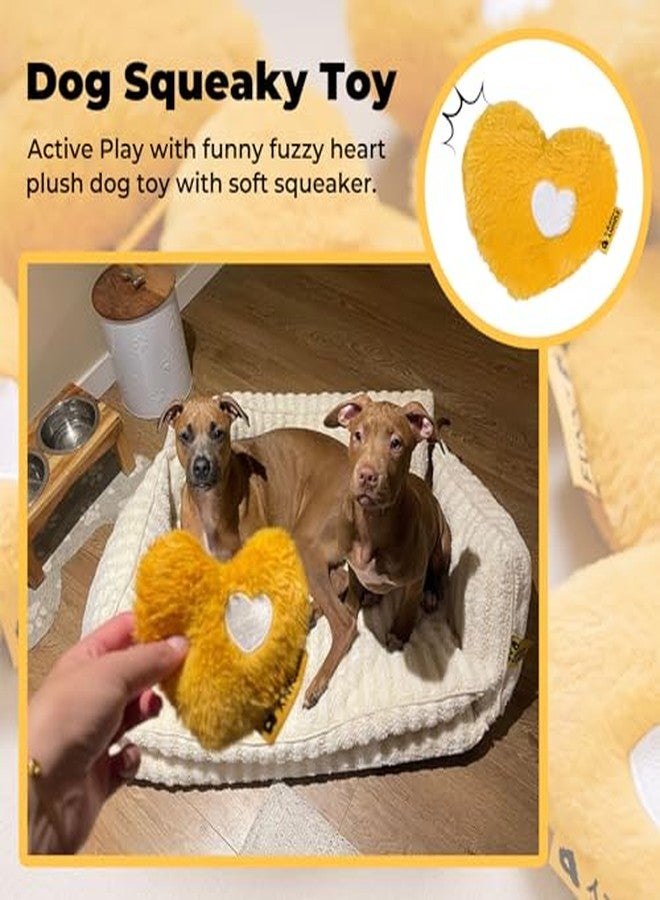 FUNNY FUZZY Dog Toy, Heart Plush Squeaky Dog Toy for Puppy Cats with Soft Squeaker, Fun for Indoor Puppies and Kitten, Pet Toy for Small Medium Large Breeds, Yellow,2 Pack - Image 5