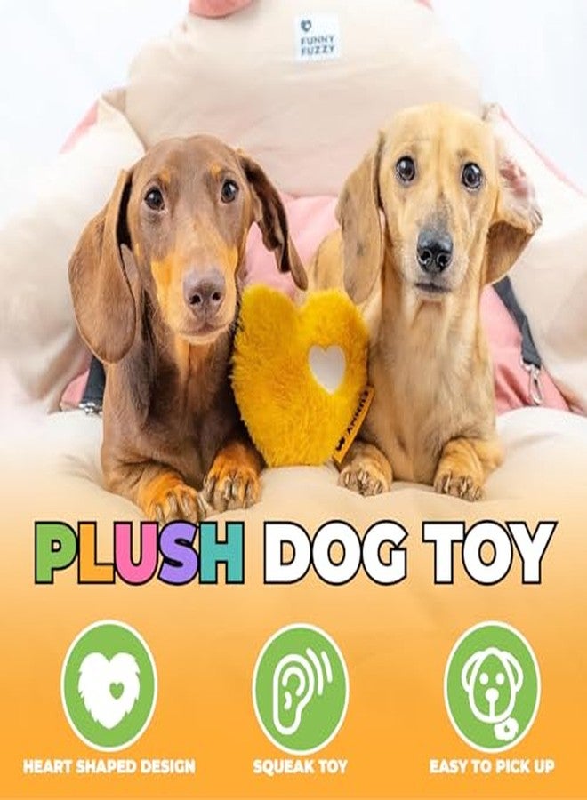 FUNNY FUZZY Dog Toy, Heart Plush Squeaky Dog Toy for Puppy Cats with Soft Squeaker, Fun for Indoor Puppies and Kitten, Pet Toy for Small Medium Large Breeds, Yellow,2 Pack - Image 4