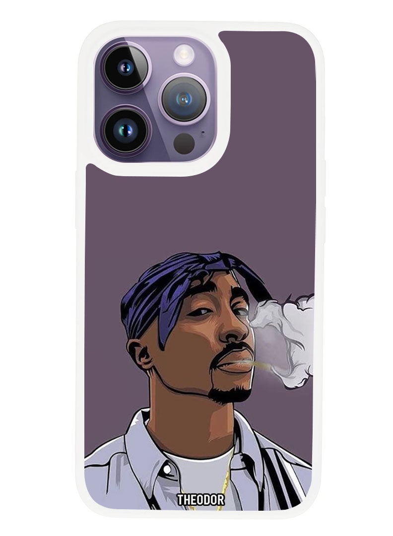 Theodor Protective Case Anti Scratch Shock Proof Cover For APPLE IPHONE 14 PRO Tupac (White Bumper) - Image 1