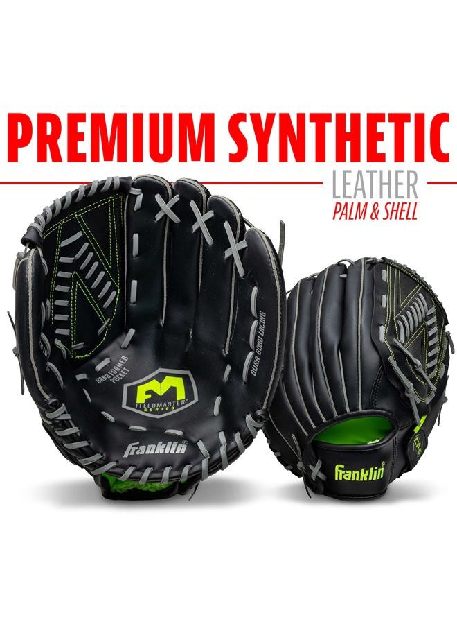 Franklin Sports قفاز بيسبول وسوفتبول للبالغين غير محدد الجنس 13" - شبكة شبه منحرف معدلة، قفازات بيسبول ميدفيلد ماستر ميدنايت للشباب I، أسود، 13 أمريكي - Image 2
