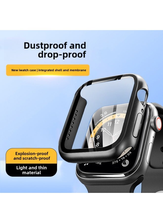 Generic - For Apple Iwatch8 Protective Case All-inclusive Watch Case Iwatchs9 Case Film Integrated Protective Case PC Matte-Color:Black (with Packaging)-Dimensions:38mm - Image 1