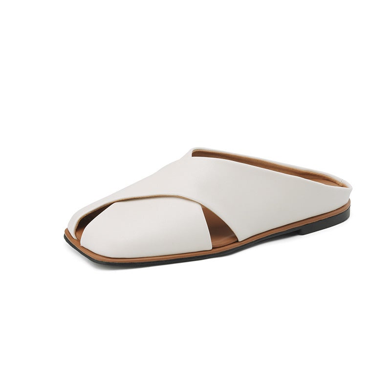 2024 Comfortable Flat Square Head 32-43 Size Outdoor Baotou Slippers For Women - Image 1