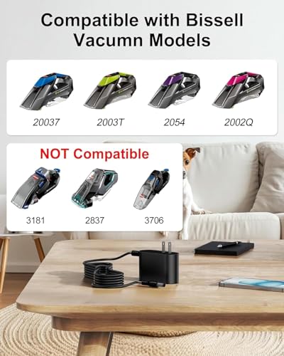 WUKUR 10V Charger for Bissell Pet Stain Eraser 2054 2002 20037 20028 2002Q 2003 2003A 2164A Charger Power Cord Compatible with Bissell Cordless Handheld Portable Vacuum Cleaner 1611736 AC Adapter - Image 2
