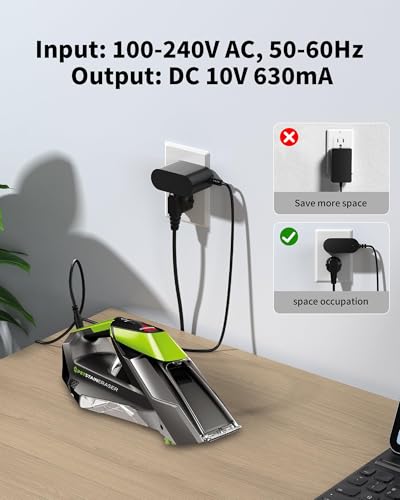 WUKUR 10V Charger for Bissell Pet Stain Eraser 2054 2002 20037 20028 2002Q 2003 2003A 2164A Charger Power Cord Compatible with Bissell Cordless Handheld Portable Vacuum Cleaner 1611736 AC Adapter - Image 4