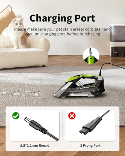 WUKUR 10V Charger for Bissell Pet Stain Eraser 2054 2002 20037 20028 2002Q 2003 2003A 2164A Charger Power Cord Compatible with Bissell Cordless Handheld Portable Vacuum Cleaner 1611736 AC Adapter - Image 3