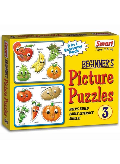 Smart Fruits and Vegetables Puzzle, 4 Set of Picture Puzzles with 2 Board, Multicolor
