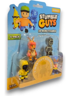 Toyfest Stumble Guys Series 1 - 3D Mini 1 I Surprise 5 Figure Set - Hazmat Luchador Boxing Roo Glowman  - Image 2