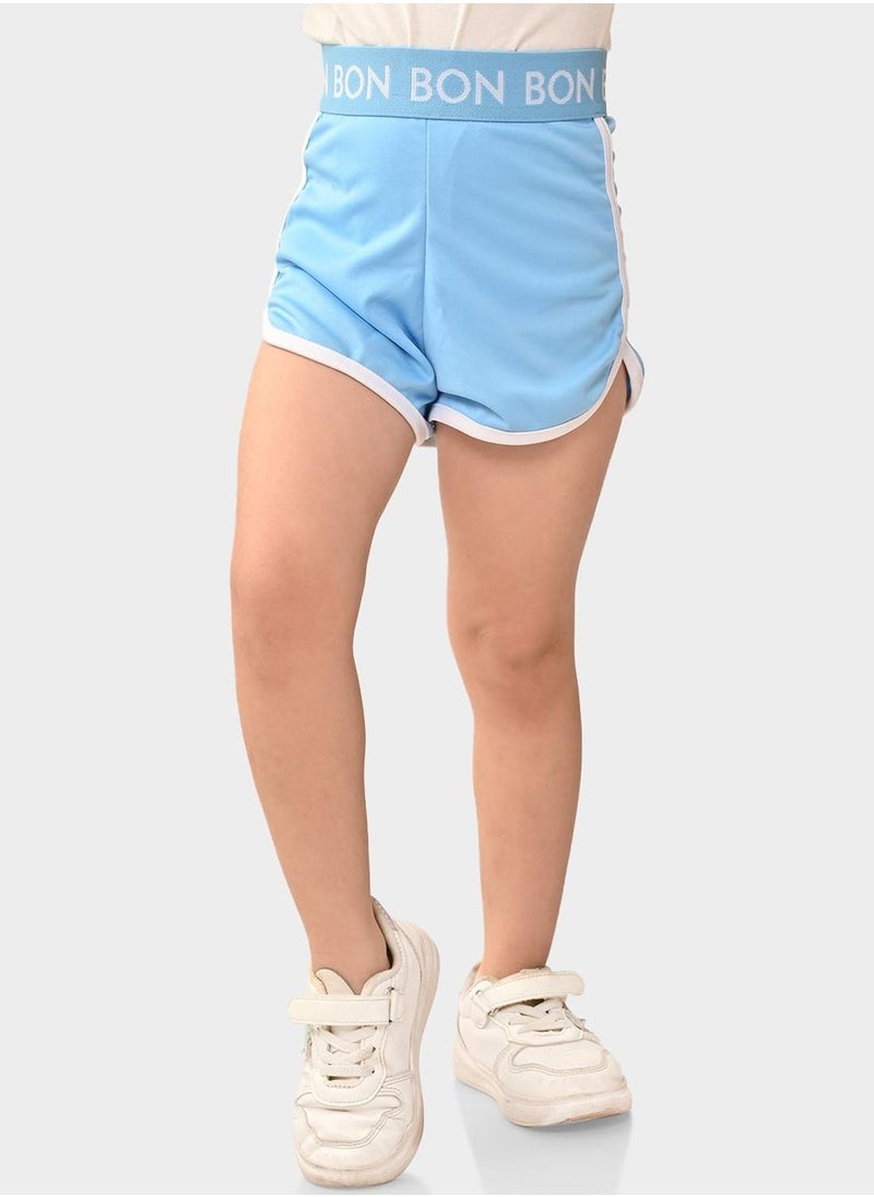 Bonkids Regular Fit Printed Sea And Blue Cotton Shorts For Girls Pull On 100 % Cotton  - Image 1