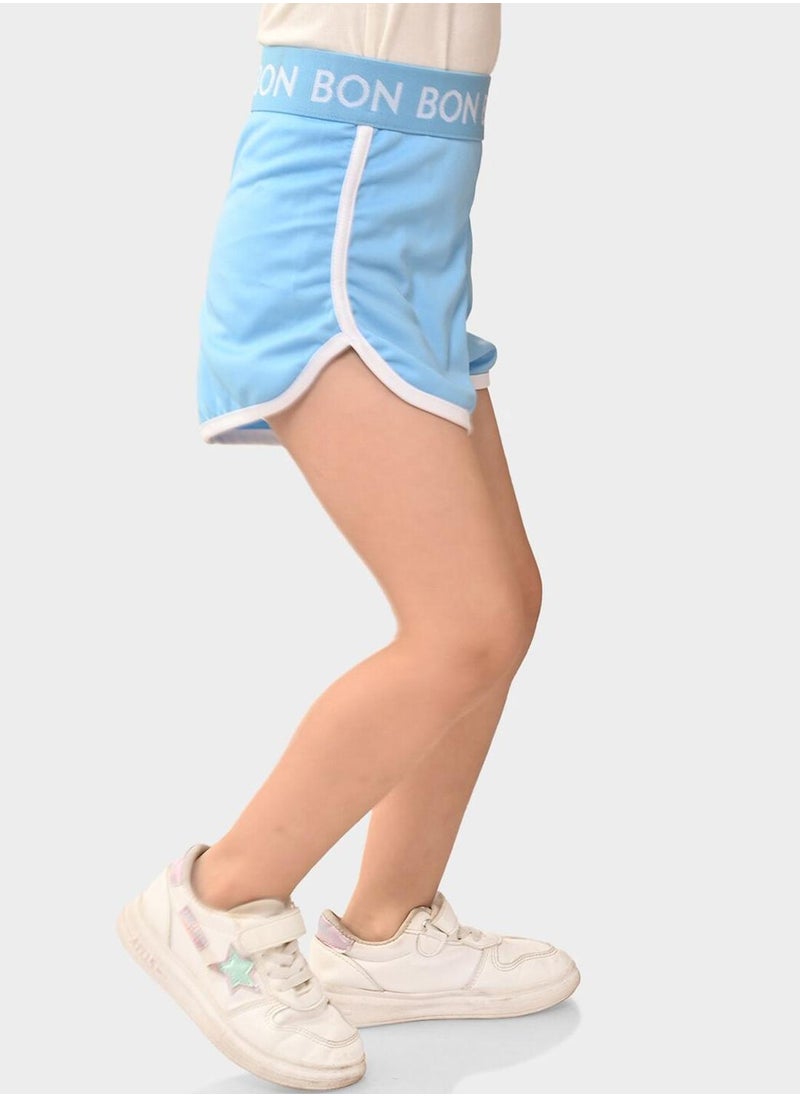 Bonkids Regular Fit Printed Sea And Blue Cotton Shorts For Girls Pull On 100 % Cotton  - Image 2