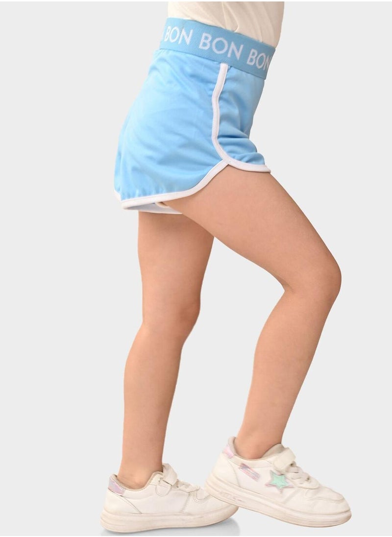 Bonkids Regular Fit Printed Sea And Blue Cotton Shorts For Girls Pull On 100 % Cotton  - Image 3