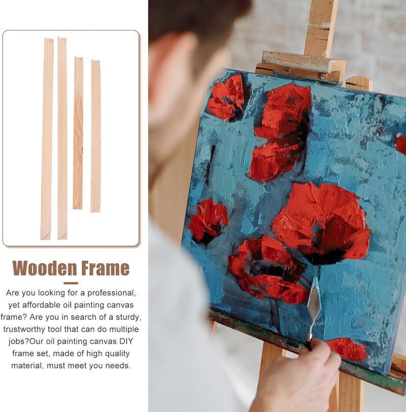 Solid Wood Frame for Oil Paintings DIY Canvas Frame Kit Easy Assembly Stretcher Bars with Tight Corners for Wall Art and Painting Supplies - Image 3
